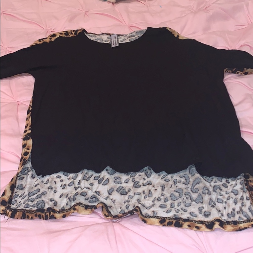 Leopard and Black Long Sleeve Tee